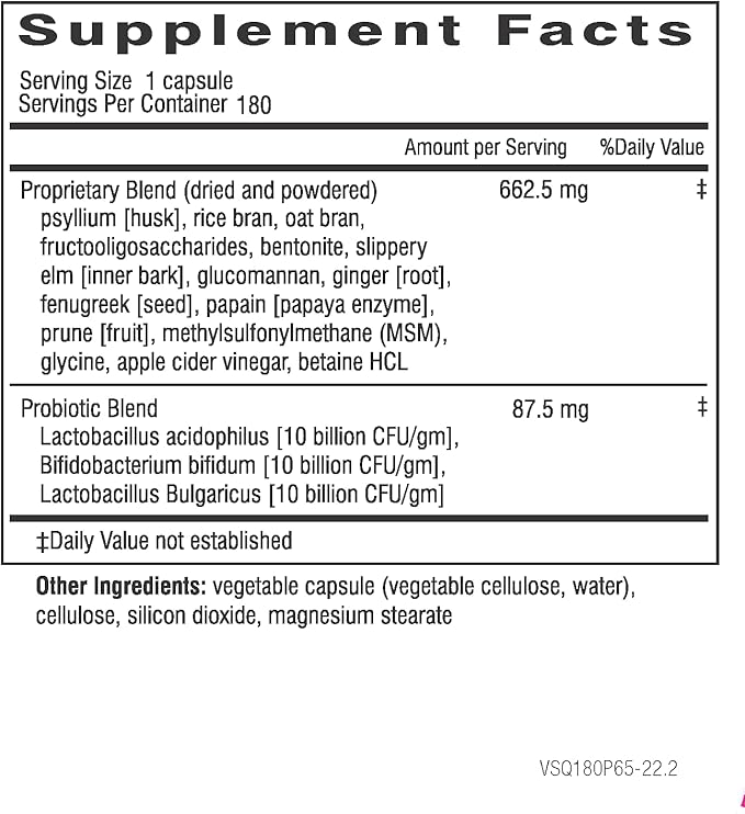 Dr. Wilson's Squeaky Clean Gut and Digestive Health with Fiber probiotics enzymes and More 90 Capsules