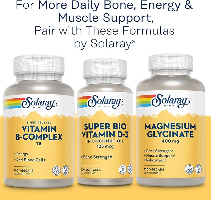 SOLARAY Calcium Magnesium Citrate w/Vitamin D3 K2 - Calcium Supplements for Women and Men - Bone and Heart Health Support - Cal Mag 2:1 Ratio Plus Vitamin D 3 and K2 60-Day Guarantee 30 Servings