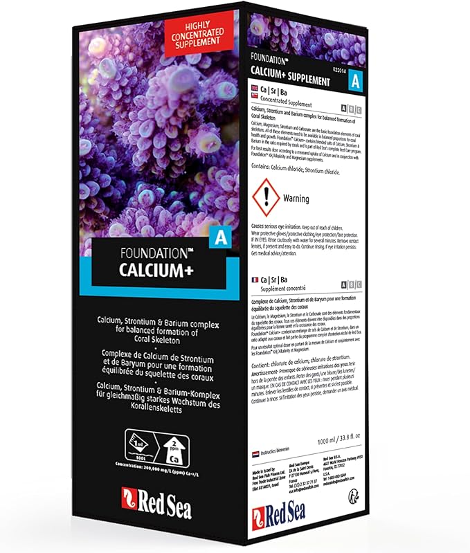 Red Sea Reef Foundation A (Ca/Sr) Supplement 1000ml - Calcium &amp Strontium Additive for Healthy Coral Growth in Marine &amp Reef Aquariums