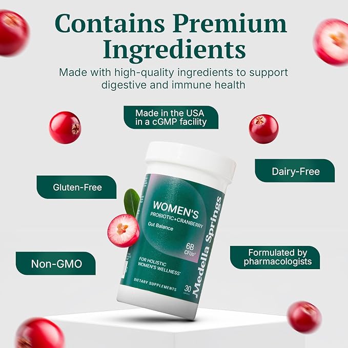 Women Probiotics w/ Prebiotics &amp Cranberry - Probiotics for Vaginigal Health 6 Billion CFU 4-Strain (Including Bifidobacterium Longum &amp Lactis) Prebiotic Probiotic for Vaginal Health