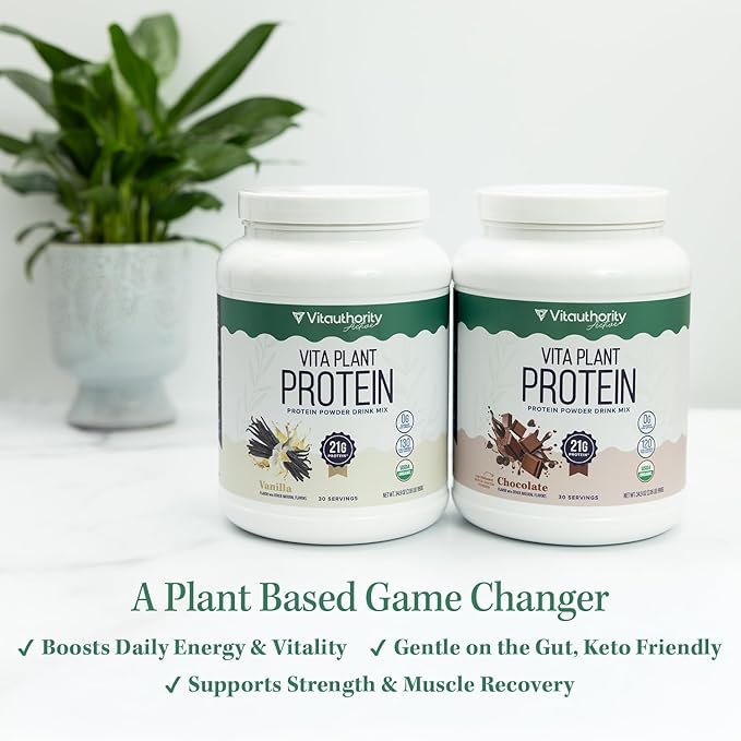 Organic Plant Based Protein for Women Complete Vegan Protein Powder with BCAAs &amp MCTs Plant-Based 21g Dairy-Free Gluten-Free No Added Sugar Supports Muscle Recovery (Vanilla Flavored 30 Servi