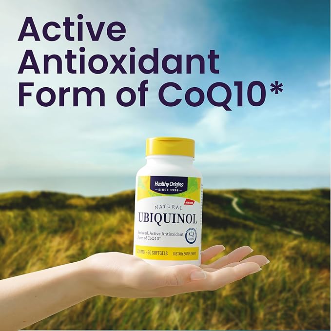 Healthy Origins Ubiquinol (Active Form of CoQ10) 200 mg - Ubiquinol Supplements for Heart Health &amp Antioxidant Support - Gluten-Free &amp Non-GMO Supplement - 60 Softgels