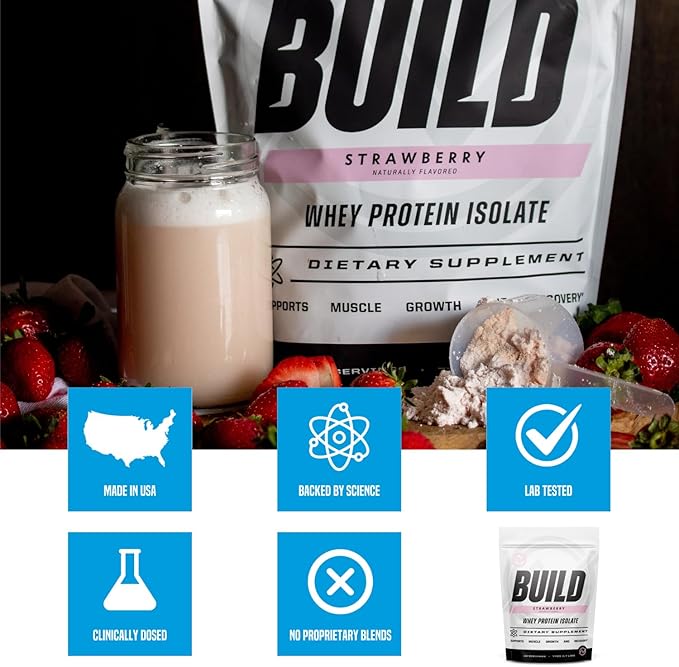 Outwork Nutrition Whey Isolate Protein Powder - Accelerates Muscle Building &amp Recovery - Low Lactose Gluten-Free - Post Workout Supplement - Enhanced Protein Synthesis Strawberry 1.8lbs