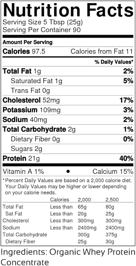 Raw Organic Whey Protein Powder Grass Fed Happy Healthy Cows Undenatured Hormone Free Non-GMO Gluten Free Unflavored Unsweetened Protein 5LB