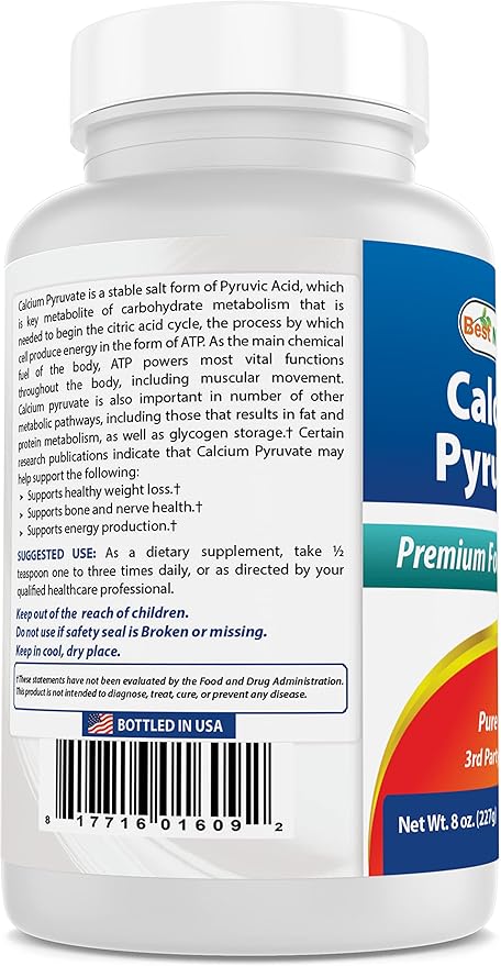 Best Naturals Calcium Pyruvate Powder 8 OZ (8 OZ (Pack of 3))