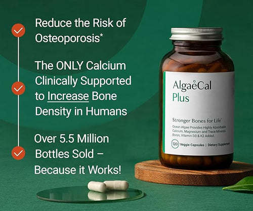 AlgaeCal Bundle - All Natural Calcium Supplement VIT D3 &amp K2 Magnesium Boron and Trace Minerals &amp Triple Power Omega-3 Fish Oil Natural Liquid Emulsion with EPA DHA Curcumin Astaxanthin