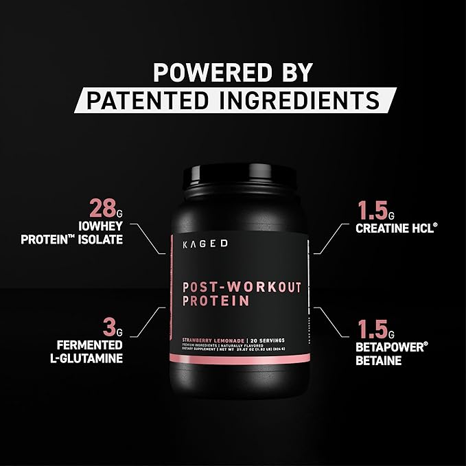 Kaged Post Workout Protein Powder | Iced Lemon Cake | Whey Protein Creatine Glutamine &amp Betaine | Re Recovery Drink | Supports Muscle Building | Supplements for Men &amp Women | 20 Servings