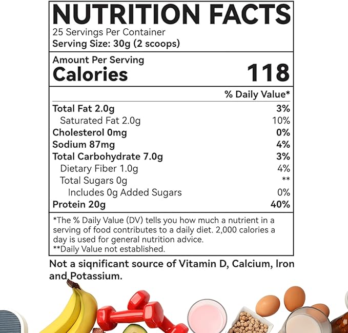 Vanilla Protein Powder – Support Muscle Growth Recovery and Overall Wellness - GMO Soy Gluten and Sugar Free 20g of Protein per Serving - 25 Servings 750g