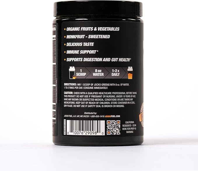 Jocko Fuel Whey Protein Powder Chocolate Daily Greens Peach