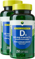 KP+ Vitamin D3 125 mcg (5000 IU) | Bone &amp Immune Health | Gluten Free | 250 Softgels | Pack of 2