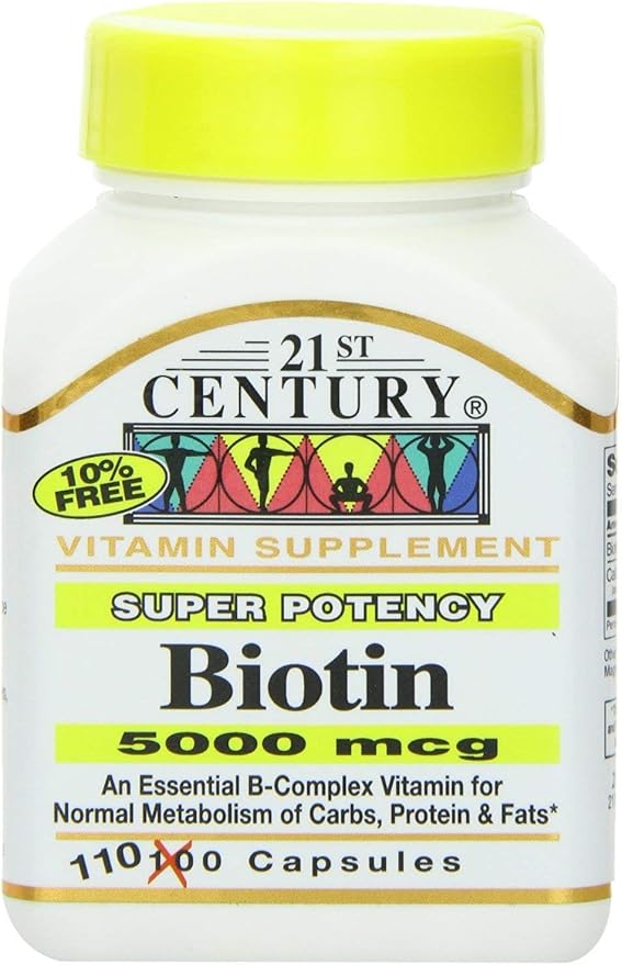 Biotin 5000 Mcg Capsules 330 Count (in 3 Bottles) / Biotine 5000 Mcg Capsules 330 Count (En 3 bouteilles)