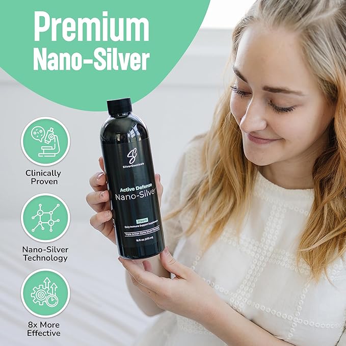Colloidal Silver w/Nano Technology - 32ppm 16oz - 8X More Effective - Natural Immune Support - Save The Sick Days - Ages 5 &amp Up - Outperforms Higher PPM Silvers - No Taste &amp Smell - 3rd Party