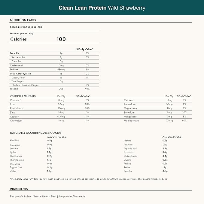 Nuzest Vegan Pea Protein Powder - Clean Lean Protein 20 Servings 20g Protein Wild Strawberry Protein Shake Mix + Sports Shaker Bottle 24oz