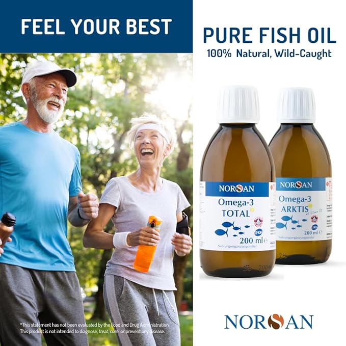 NORSAN Omega-3 Total Naturally Lemon Flavoured Liquid Fish Oil – High-Dose 2000mg Omega-3 per Serving | Supports Heart Brain &amp Vision* | Friend of the Sea Certified | 6.8 fl oz Bottle (200ml)