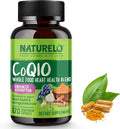 NATURELO Whole Food CoQ10 Supplement 120 Veg Capsules Heart Health Blend Powerful Antioxidant CoQ10 100mg Supports Energy Production
