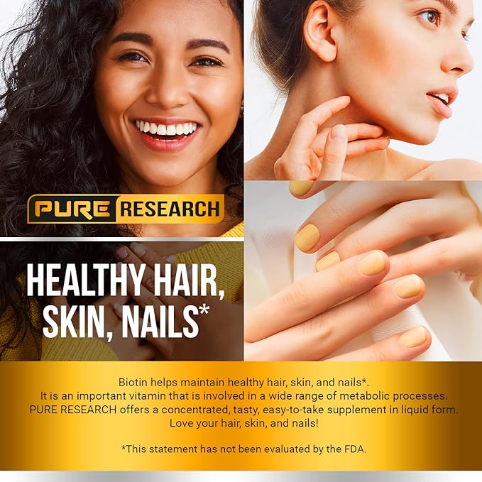 Liquid Biotin &amp Collagen Hair Growth Drops 60000mcg - Biotin and Liquid Collagen Supplement for Men &amp Women - Glowing Skin Support Healthy Hair &amp Nail Growth - 2oz