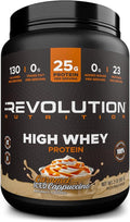 Revolution Nutrition High Whey Protein Powder 2LB Whey Isolate Gluten Free Lean Muscle Mass for Men &amp Women 25g of Protein Per Scoop 908 g 24 Servings (Caramel Iced Cappuccino 2 Pound)