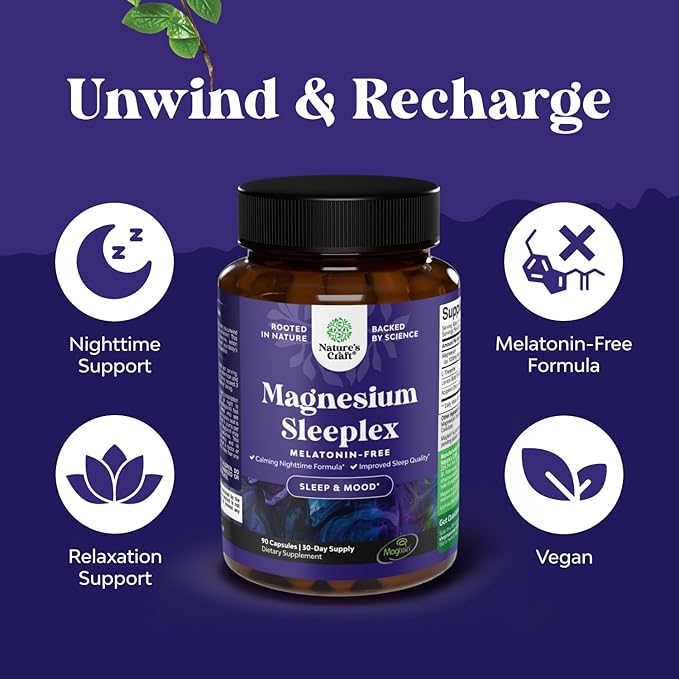 High Absorption Magnesium Sleep Supplement - Rest Support Magtein Magnesium L-Threonate and Apigenin Theanine for Sleep and Rest for Women &amp Men - Mg L-Threonate Melatonin Free Sleeping Aid - 90 C