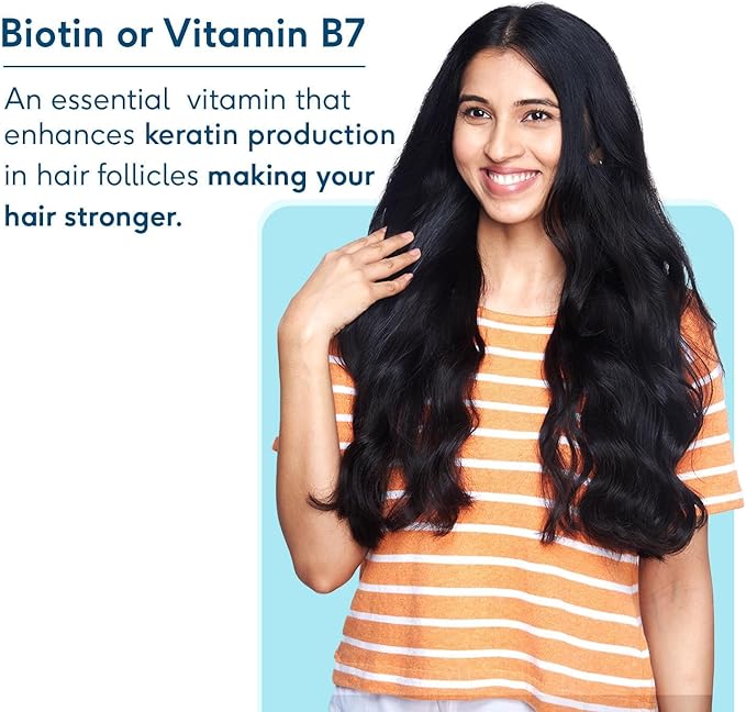 Biotin 10000mcg Supplement for Hair Growth Strong Hair and Glowing Skin Fights Nail Brittleness 90 Biotin Tablets
