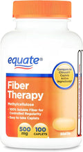 KP+ Equate Fiber Therapy Caplets with Methylcellulose 500 mg | 100 Caplets | Soluble Methylcellulose for Digestive Regularity | Gentle Non-Stimulant Laxative | Pack of 1