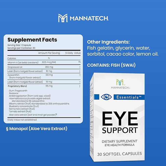 Mannatech Eye Care Supplement Supports General Eye Health Sight Care Supplement w/Lutein &amp Zeaxanthin. Eye Support 30 Softgels.