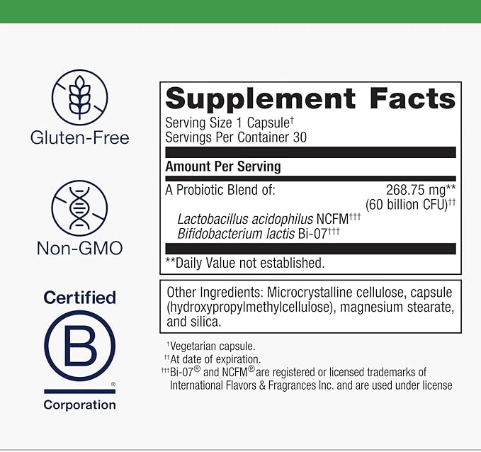 Metagenics UltraFlora IB Probiotic - 60 Bil. CFU - Relief for Occasional Intestinal Distress* - Supports Digestive Health Bloating &amp Gut Balance* - Lactobacillus &amp Bifidobacterium Blend - 30