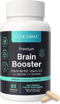 Nootropic Supplement - Focus Memory Booster Productivity &amp Energy Vitamins for Women &amp Men - Nootropics Brain Support Supplement with Vitamin B12 &amp L Tyrosine 60 Capsules
