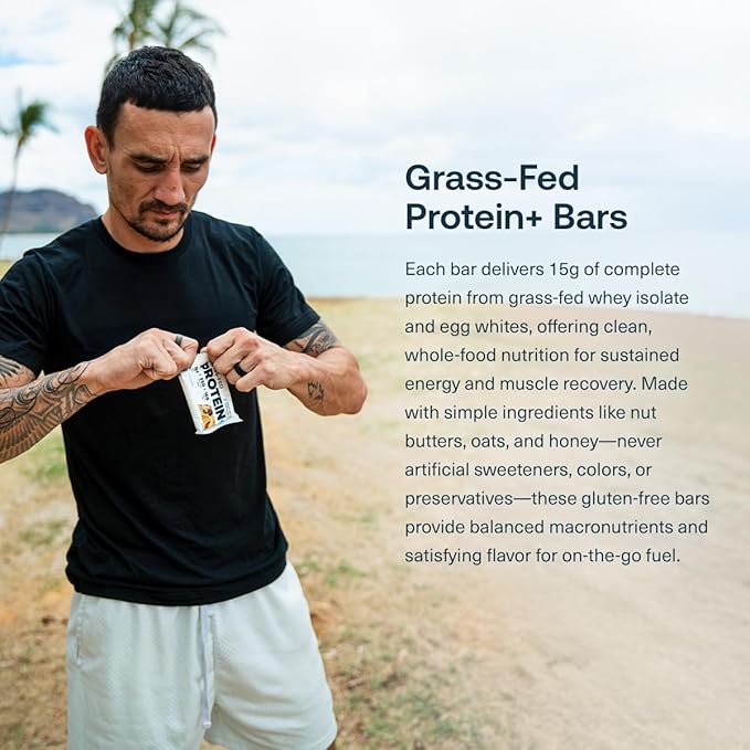 Transparent Labs Protein+ Bars - Whole-Food Protein Bars w/ 15g+ Grass-Fed Whey &amp Egg Whites Protein Natural Peanut &amp Almond Butter No Artificial Sweeteners - Oatmeal Chocolate Chip 12 Bars