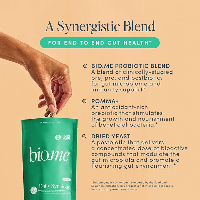 Synbiotic 3-in-1 Prebiotics Probiotics &amp Postbiotics for Digestive Health Gut Health Immune Support &amp Bloating Relief for Men &amp Women - 50 Billion CFU Per Serving - Vegan 60 Capsules (