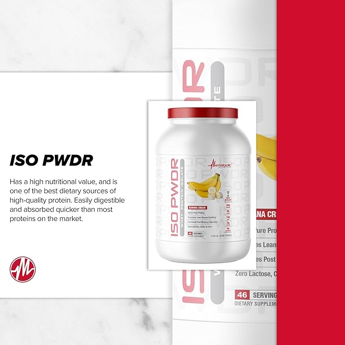 Metabolic Nutrition Whey Protein Isolate ISO PWDR Strawberry Cream 3.04lb 23 Servings 26g Protein Fast Digesting Zero Carbs Delicious Flavor Very Low Carbs &amp Fat Zero Lactose