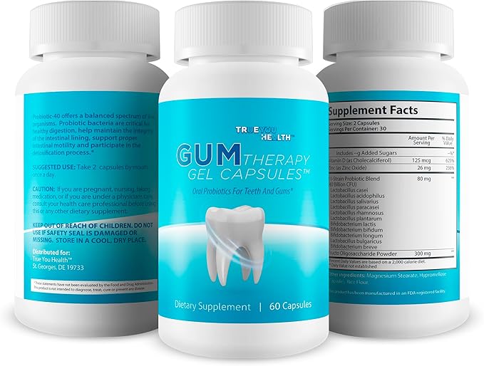 Gum Therapy Gel Capsules - Our Best Gum &amp Teeth Support Probiotic - Oral Dental Probiotics Gum Health Supplements - Gum &amp Teeth Probiotic - Our Best Oral Probiotics for Teeth and Gums - Gum Su