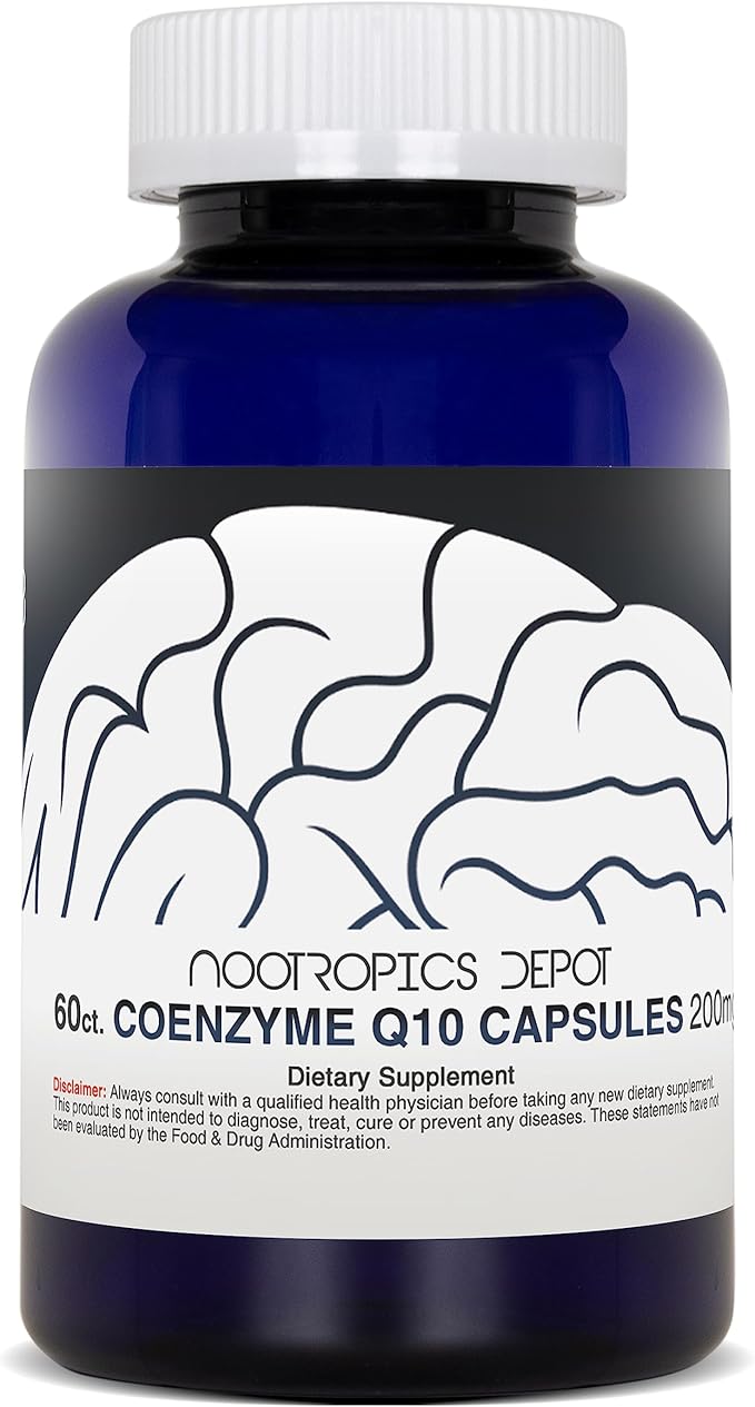 Nootropics Depot CoEnzyme Q10 Capsules | 200mg | Ubiquinone | 60 Count | Energy Cognitive &amp Cellular Function
