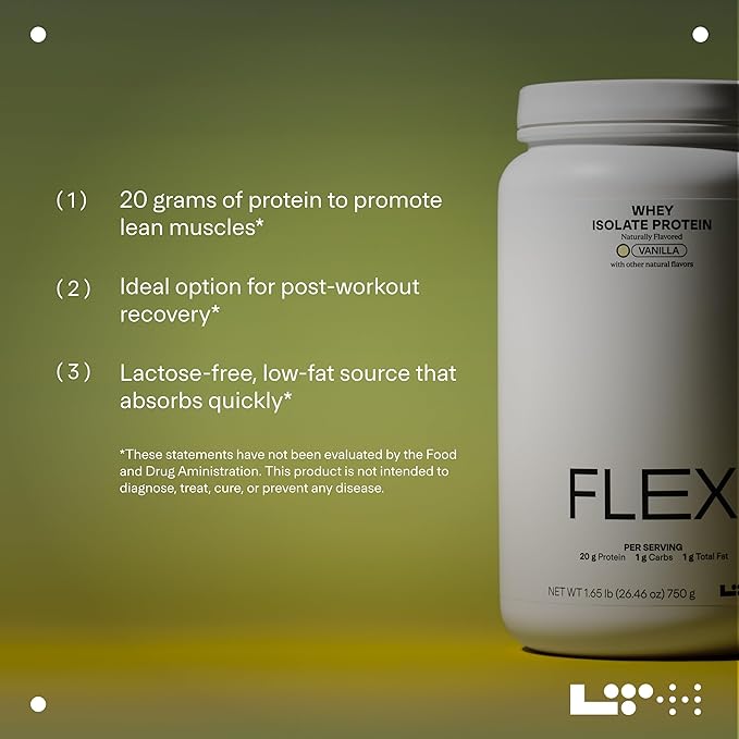 LTH Flex Whey Protein Isolate - Trusted by Life Time Members - Lactose-Free Protein Powder - NSF Certified for Sport - Low Fat No Added Sugar &amp Low Carb - Vanilla (30 Servings)