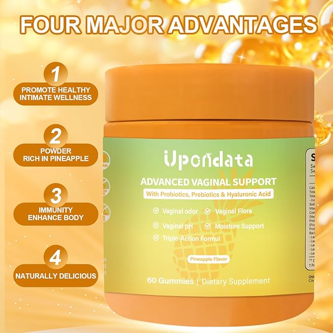 Flora+ GummiesAdvanced Vaginal Probiotic Gummies for Women's Ph Balance Vaginal SupportPromote Healthy Vaginal Odor &amp Flora Pineapple Flavored 60 Gummies