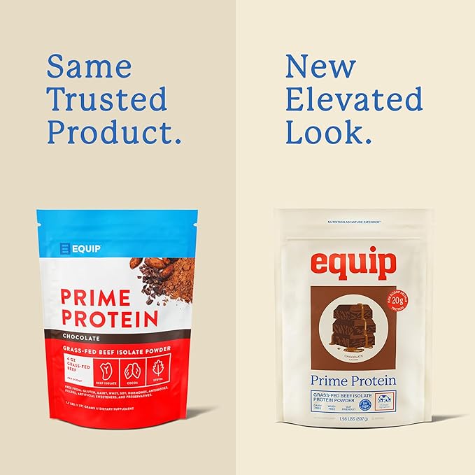 Equip Foods Prime Protein Powder | Clean Grass Fed Beef Protein Powder | Carnivore Protein Isolate | Paleo Keto Friendly | Gluten &amp Dairy Free | Helps Build &amp Repair Tissue | 30 Servings Ch