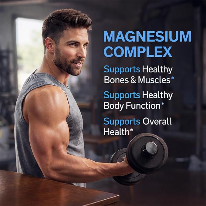 Magnesium Complex 1000 mg — 7-in-1 Magnesium (Glycinate Citrate &amp Malate) for Sleep Support Stress Relief Muscle Recovery — Vegan 60 Capsules