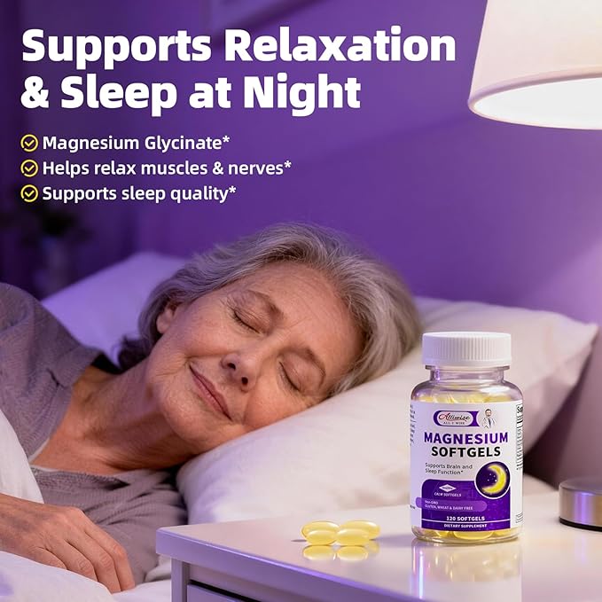 Magnesium Glycinate 400mg Softgels Small Easy to Swallow High Absorption Magnesium Supplement with Vitamin D3 &amp K2 for Sleep Relax Calm Muscle Bone* Health 120 Gelcaps