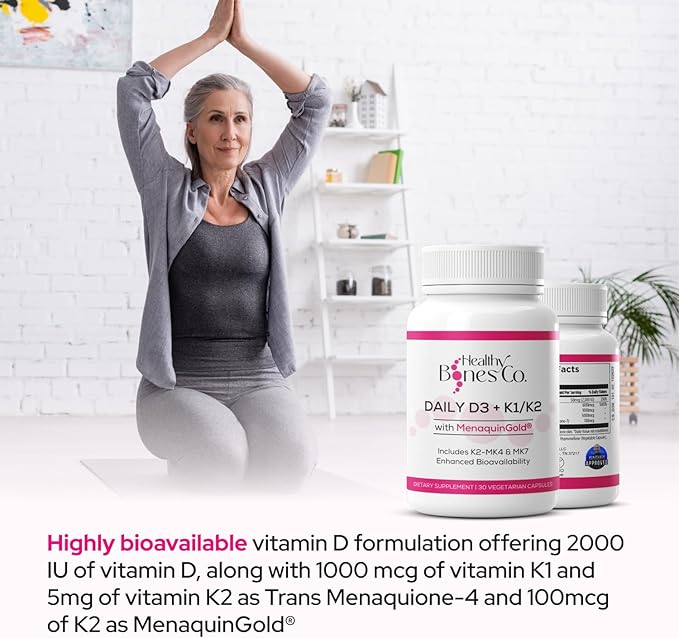 Premium D3 K2 - Full Spectrum Vitamin D3 K2 2000 IU D3 + MK7 + MK4 + K1 Daily D3 K2 &amp K1 Supplements - Vitamin D Supports Calcium Absorption for Strong Bones &amp Immune Health - 30 Capsules