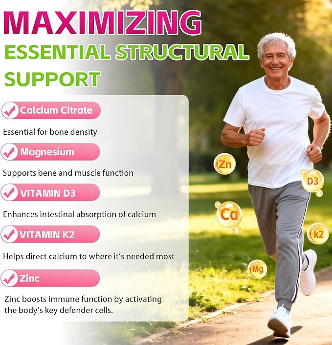 Calcium Citrate Gummies 1200mg with Vitamin D3 &amp K2 Supplements for Women &amp Men High Absorption Calcium Gummies Plus Magnesium Zinc for Strong Bones &amp Immune Support Mixed Berry Flavor