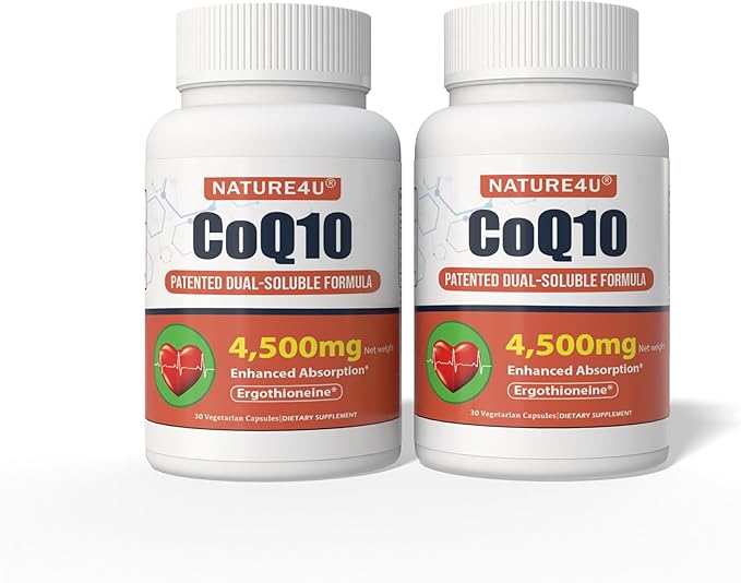 CoQ10 150mg Capsule with L-Ergothioneine - Enhanced Absorption Antioxidant for Heart Health &amp Energy Production Coenzyme Q10 Patented Dual-Soluble Formula 1 Month Supply Pack of 2 (2)