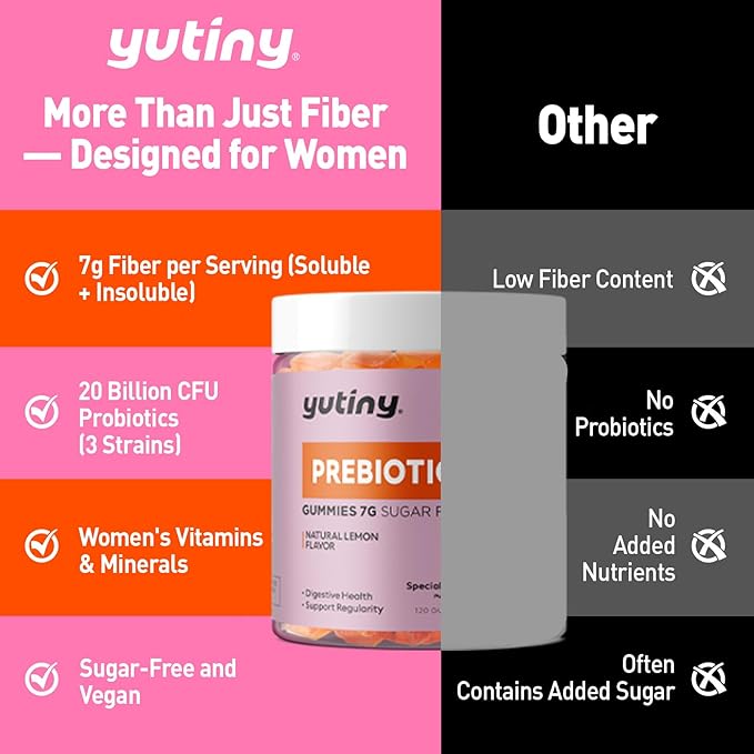 Fiber Gummies for Women 7g High Prebiotic Fiber Supplement with Inulin Psyllium Husk Probiotics Folate Chromium Digestive Health &amp Regularity Vegan Sugar Free 120 Chews