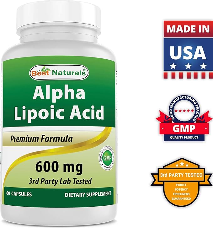 Best Naturals Alpha Lipoic Acid 600 mg &amp Quercetin with Bromelain