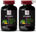 Alpha Lipoic Acid - Anti-Wrinkle Complex - Glycine Collagen Support Green Tea Leaf L-Glutathione Hydration Boost Grape Seed Aloe Vera Skin Texture Turmeric Lycopene 2 Bottles 120 Capsules