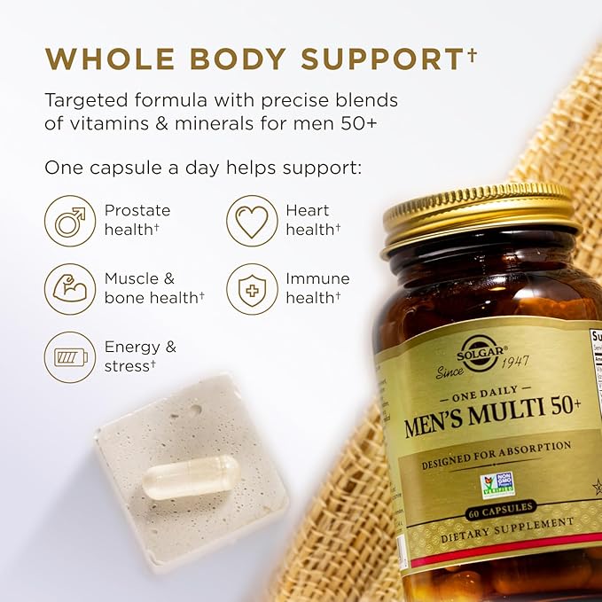 SOLGAR One a Day 50+ Plus Women &amp Mens Bundle: Daily Women's Multi 50+ Whole Body Support 60 Servings + Daily Men's Multi 50+ Whole Body Support 60 Servings