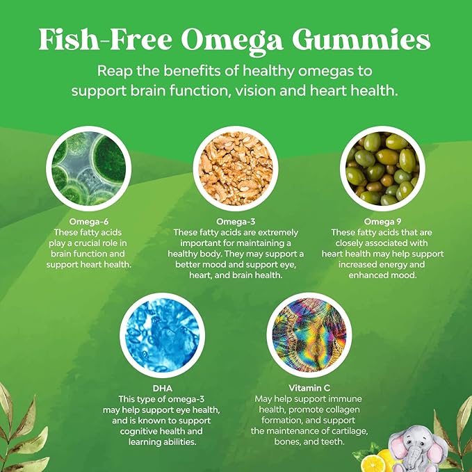 Bundle of Plant Based Kids Multivitamin Gummies with Vitamins A C D3 E B Zinc and DHA Omega 3 Gummies with Vegetarian 6 9 for Vision Brain Immunity Support Non-GMO Gluten Free Gelatin Free Supplement