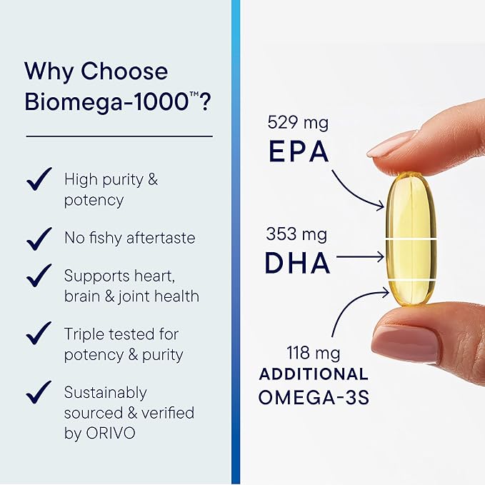 Biotics Research Biomega-1000™ Omega 3 Fish Oil With EPA 529mg / DHA 353mg– Omega-3 Fatty Acids 1000 mg- Highly Concentrated Fish Oil 90 Days Servings–Supports Immune Brain &amp Heart Health–90 Soft