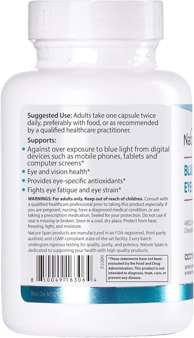 Eye Vitamin-Contains Zinc Vitamins C E Lutein and Zeaxanthin to Support Eye Fatigue Exposure to Blue Light From Electronics Presbyopia Nearsightedness Dry Eye and Vision Health-90 Capsules