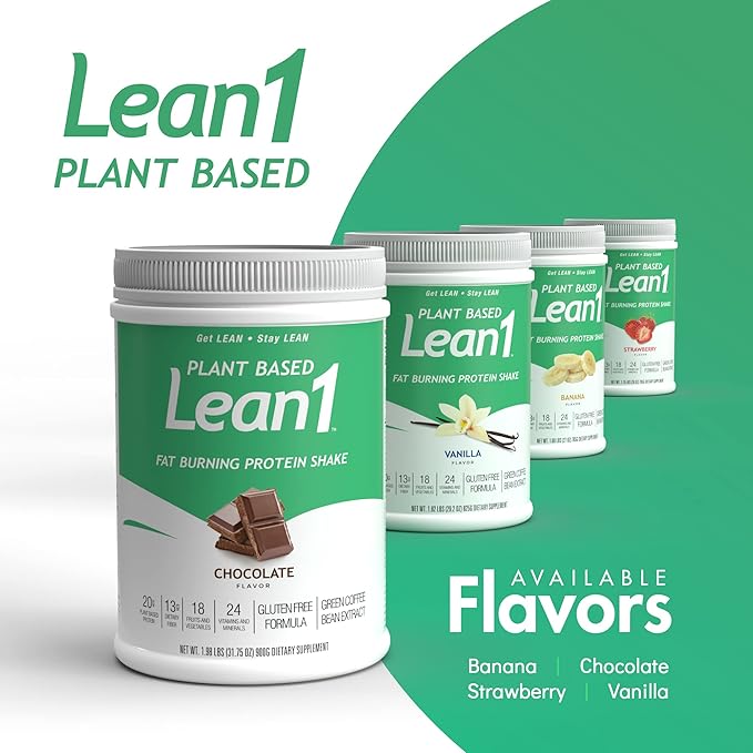Lean1 Plant-Based Meal Replacement Protein Powder Chocolate Flavor 15-Serving Tub