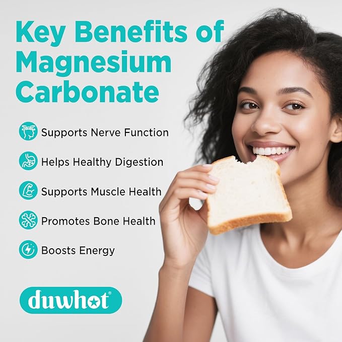 Magnesium Carbonate 500mg High Absorption Supplement for Digestive Health Muscle &amp Nerve Function 3 Month Supply Vegan Non-GMO Gluten-Free 90 Capsules