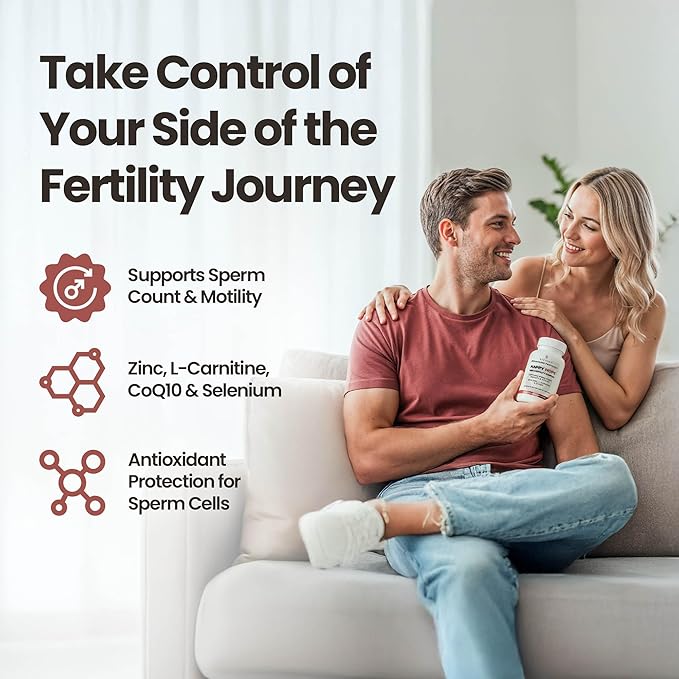 Vitasei Happy Hope Men’s Fertility Supplement – Zinc L-Carnitine &amp CoQ10 for Sperm Health Energy &amp Vitality – Supports Male Reproductive Wellness &amp Sperm Motility – Vegan &amp Gluten-Fr